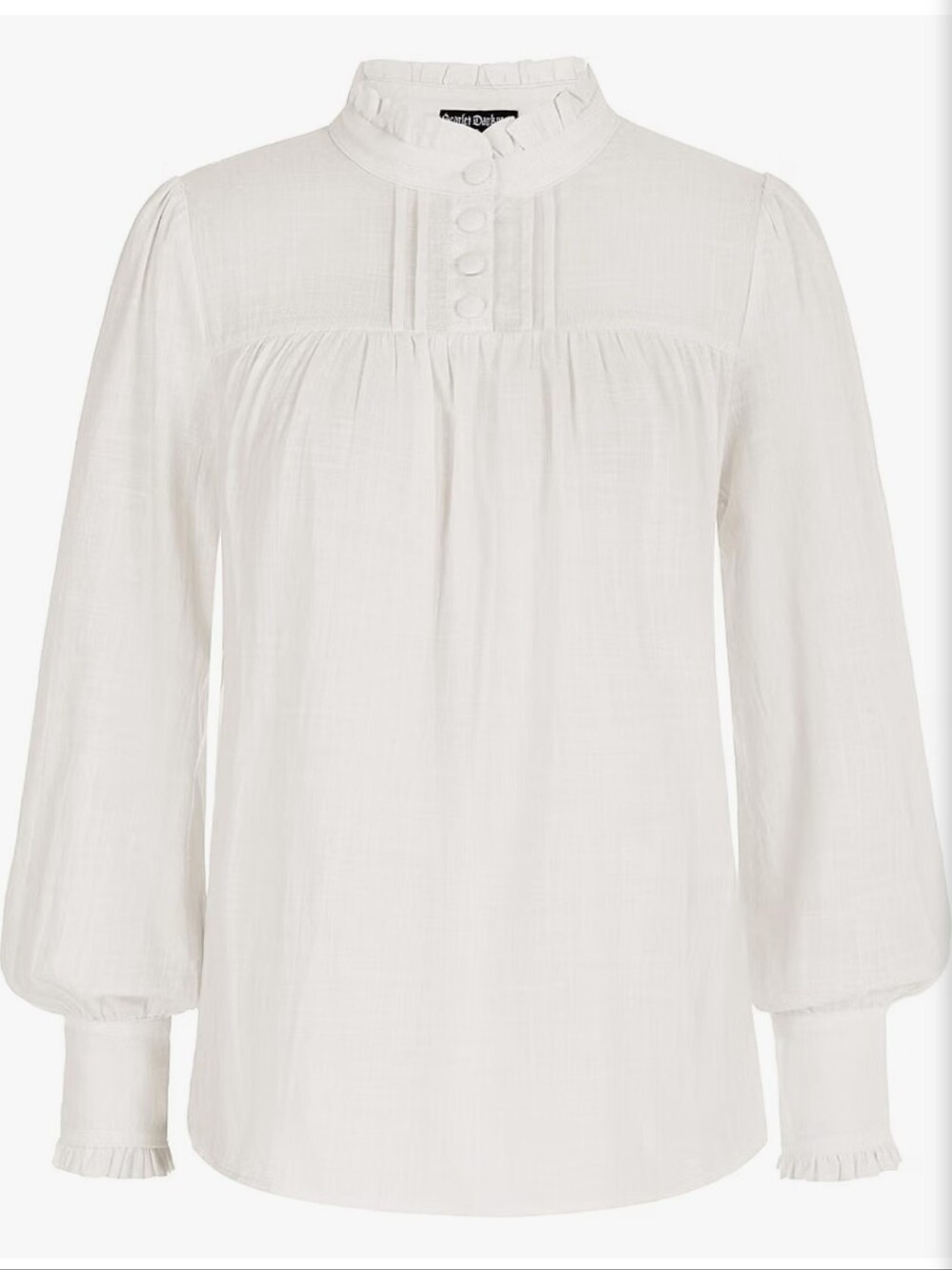 NWOT White Ruffled High-Neck Peasant Blouse